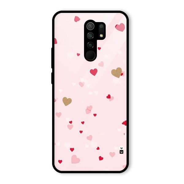 Flying Hearts Glass Back Case for Redmi 9 Prime