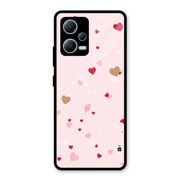 Flying Hearts Glass Back Case for Redmi Note 12 5G