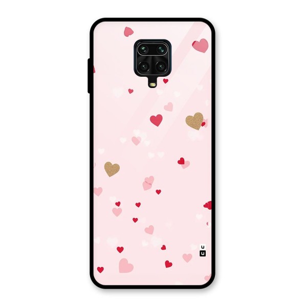 Flying Hearts Glass Back Case for Redmi Note 9 Pro