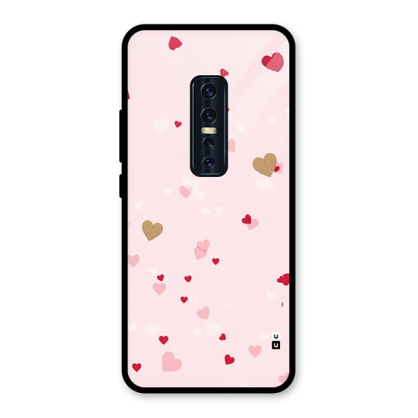 Flying Hearts Glass Back Case for Vivo V17 Pro