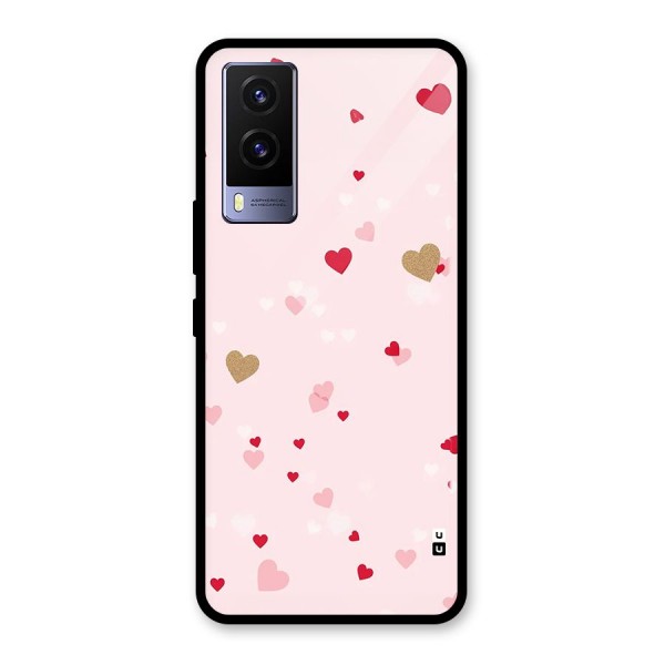 Flying Hearts Glass Back Case for Vivo V21e 5G