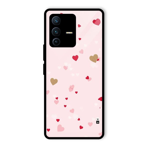 Flying Hearts Glass Back Case for Vivo V23 Pro