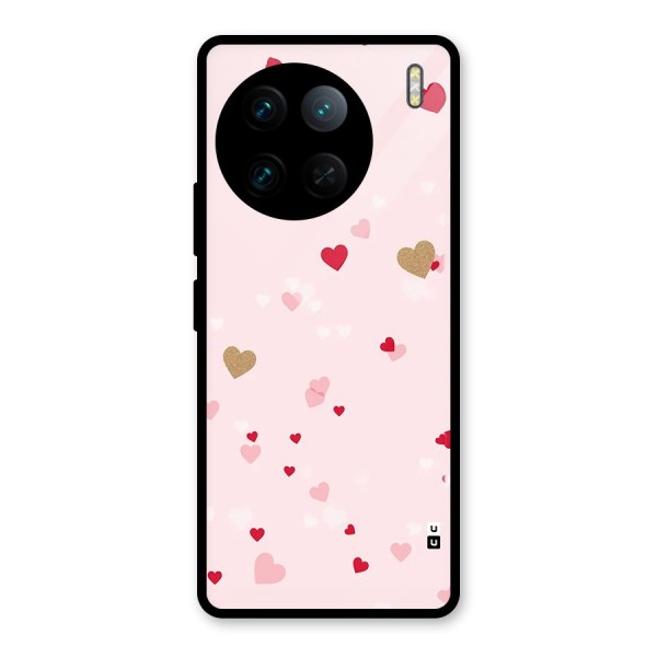 Flying Hearts Glass Back Case for Vivo X90 Pro