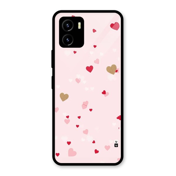 Flying Hearts Glass Back Case for Vivo Y15s