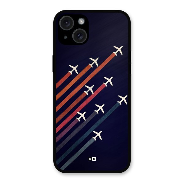 Flying Planes Metal Back Case for iPhone 15 Plus