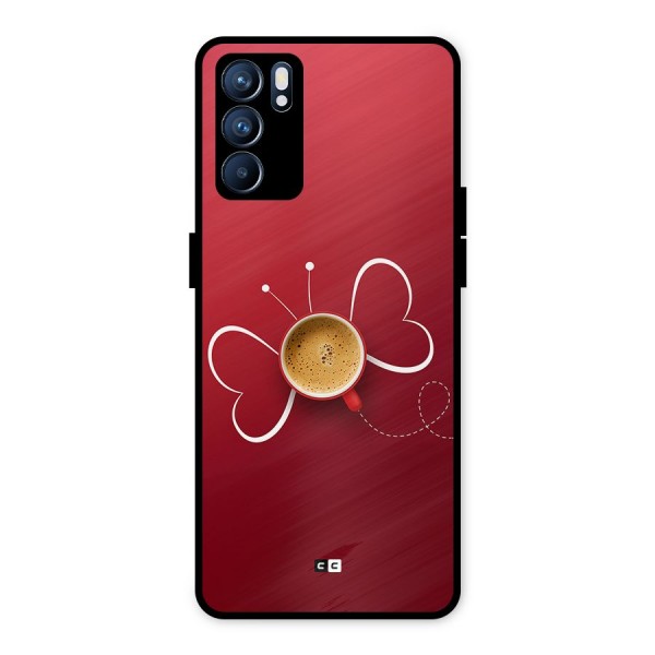 Flying Tea Metal Back Case for Oppo Reno6 5G