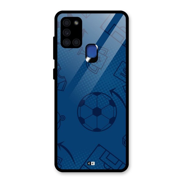 Football Texture Glass Back Case for Galaxy A21s