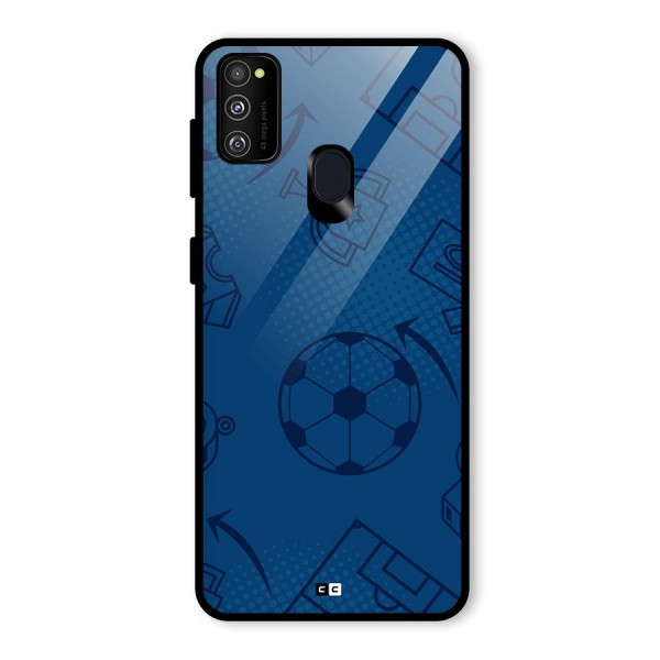 Football Texture Glass Back Case for Galaxy M21