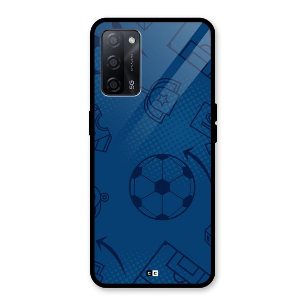 Football Texture Glass Back Case for Oppo A53s 5G