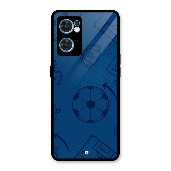 Football Texture Glass Back Case for Oppo Reno7 5G