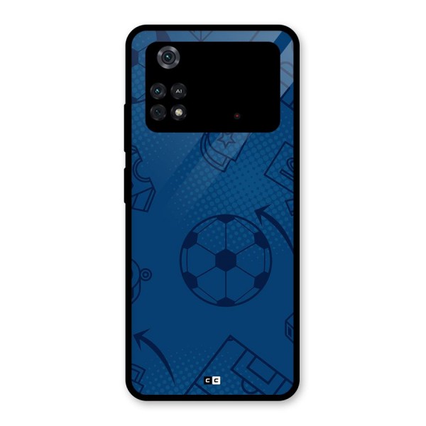 Football Texture Glass Back Case for Poco M4 Pro 4G