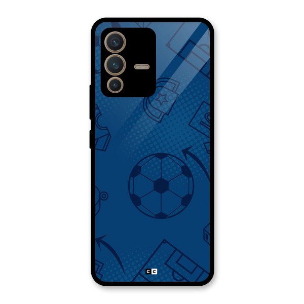 Football Texture Glass Back Case for Vivo V23 5G