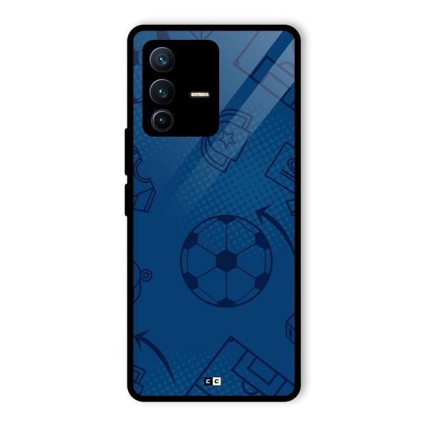 Football Texture Glass Back Case for Vivo V23 Pro