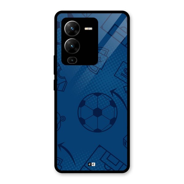 Football Texture Glass Back Case for Vivo V25 Pro