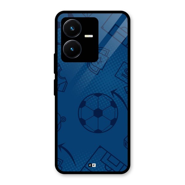 Football Texture Glass Back Case for Vivo Y22