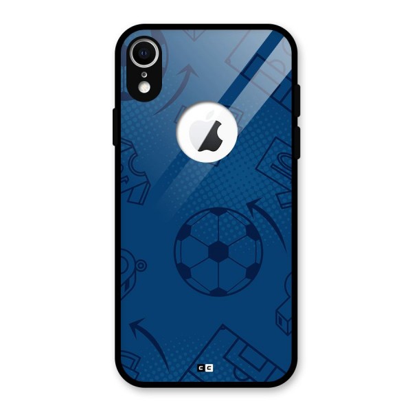 Football Texture Glass Back Case for iPhone XR Logo Cut