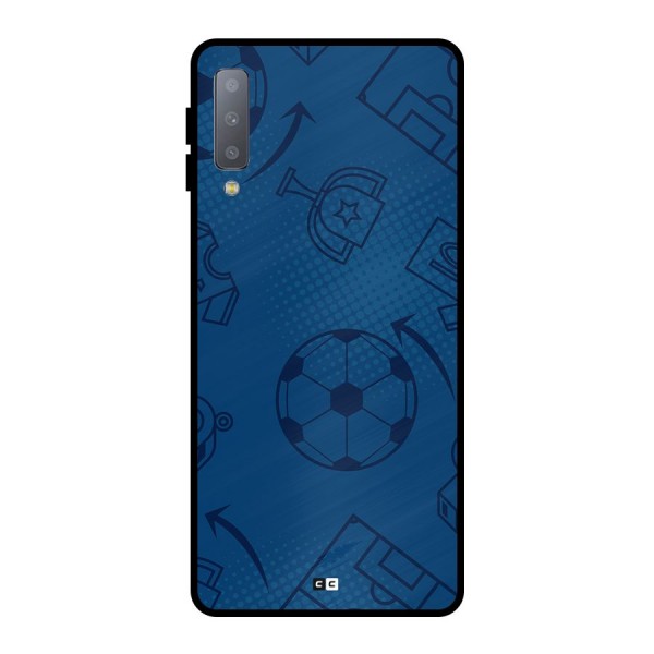 Football Texture Metal Back Case for Galaxy A7 (2018)