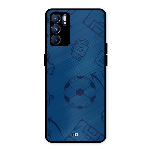 Football Texture Metal Back Case for Oppo Reno6 5G