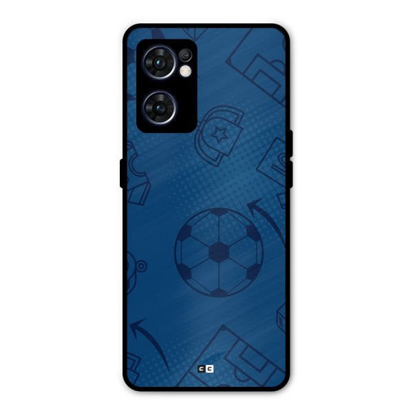 Football Texture Metal Back Case for Oppo Reno7 5G