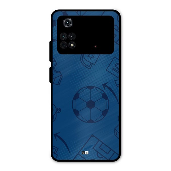 Football Texture Metal Back Case for Poco M4 Pro 4G