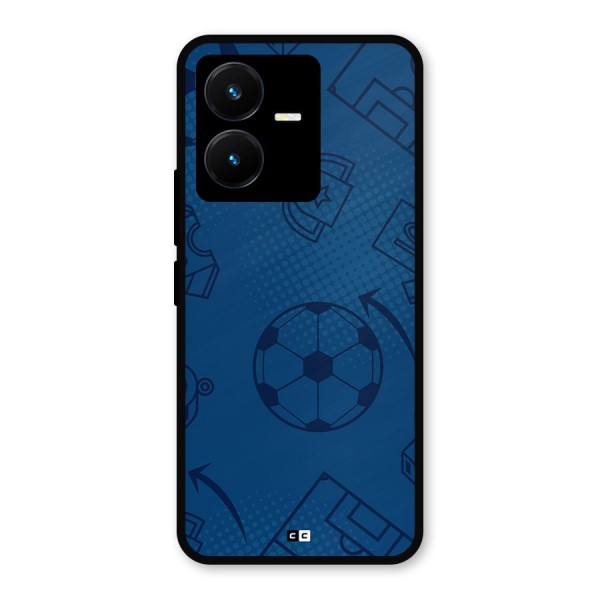 Football Texture Metal Back Case for Vivo Y22s