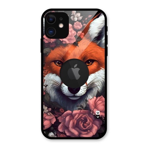 Fox and Roses Glass Back Case for iPhone 11 Logo Cut