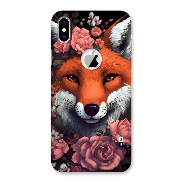 Fox and Roses Back Case for iPhone XS Logo Cut