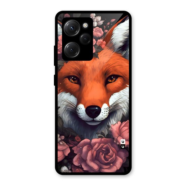 Fox and Roses Glass Back Case for Poco X5 Pro