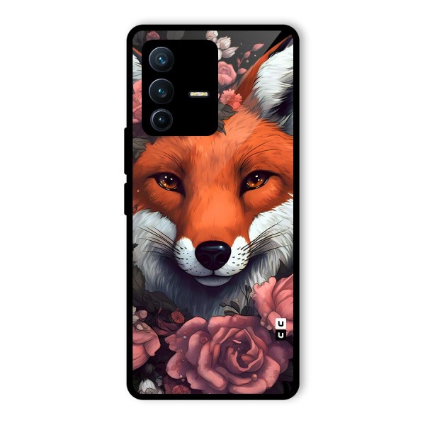 Fox and Roses Glass Back Case for Vivo V23 Pro