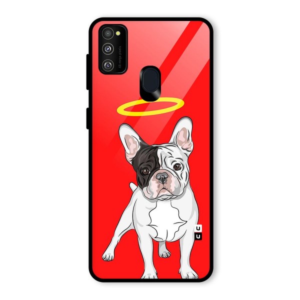 French Cute Angel Doggo Glass Back Case for Galaxy M21