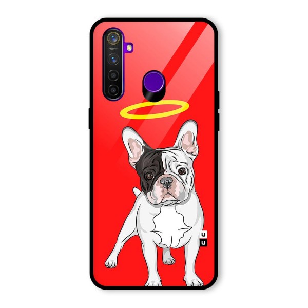 French Cute Angel Doggo Glass Back Case for Realme 5 Pro