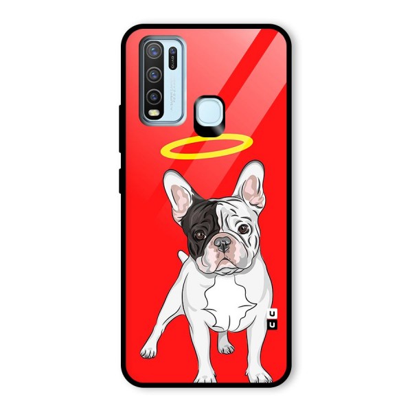 French Cute Angel Doggo Glass Back Case for Vivo Y30