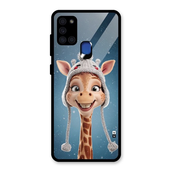 Funny Giraffe Glass Back Case for Galaxy A21s