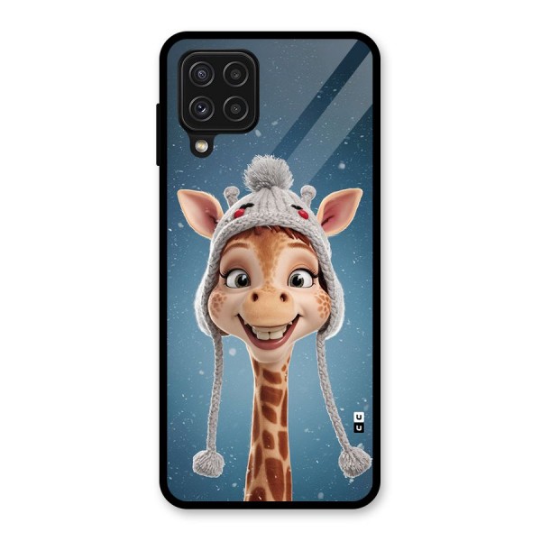 Funny Giraffe Glass Back Case for Galaxy A22 4G