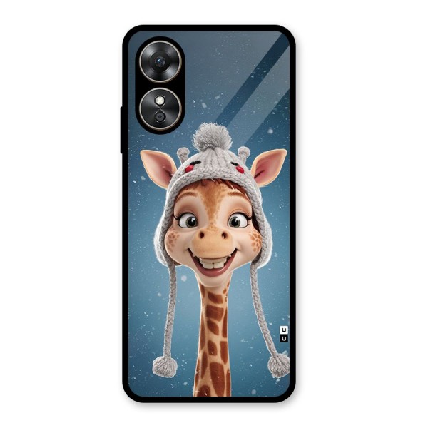 Funny Giraffe Glass Back Case for Oppo A17