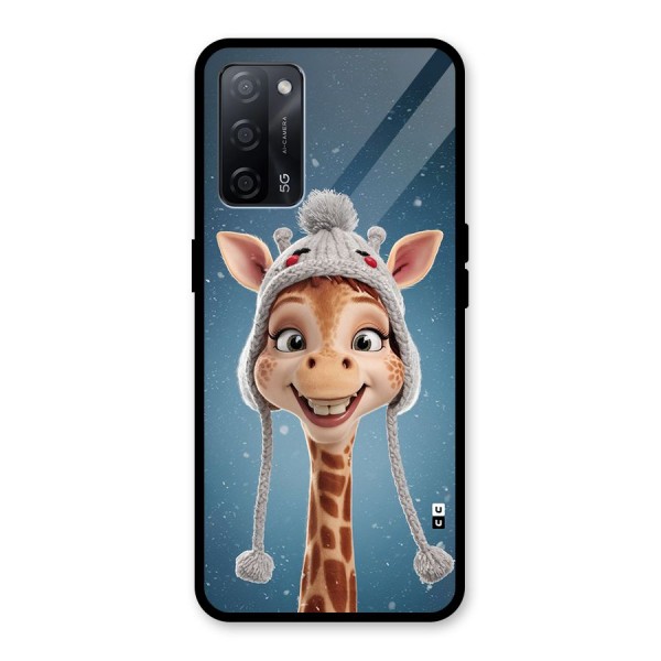 Funny Giraffe Glass Back Case for Oppo A53s 5G