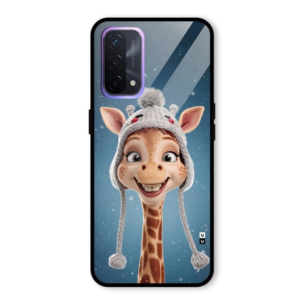 Funny Giraffe Glass Back Case for Oppo A74 5G