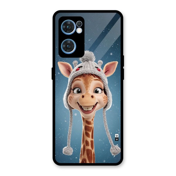 Funny Giraffe Glass Back Case for Oppo Reno7 5G