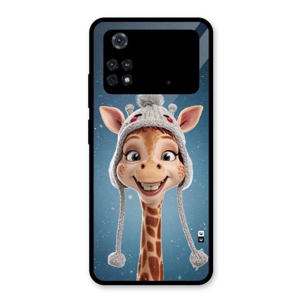 Funny Giraffe Glass Back Case for Poco M4 Pro 4G