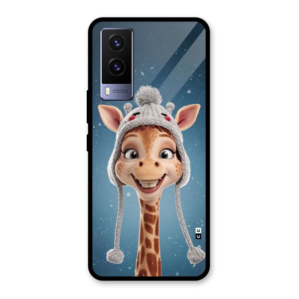 Funny Giraffe Glass Back Case for Vivo V21e 5G