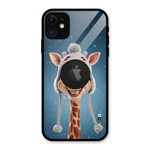 Funny Giraffe Glass Back Case for iPhone 11 Logo Cut