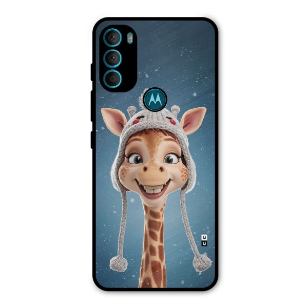 Funny Giraffe Metal Back Case for Moto G71 5G