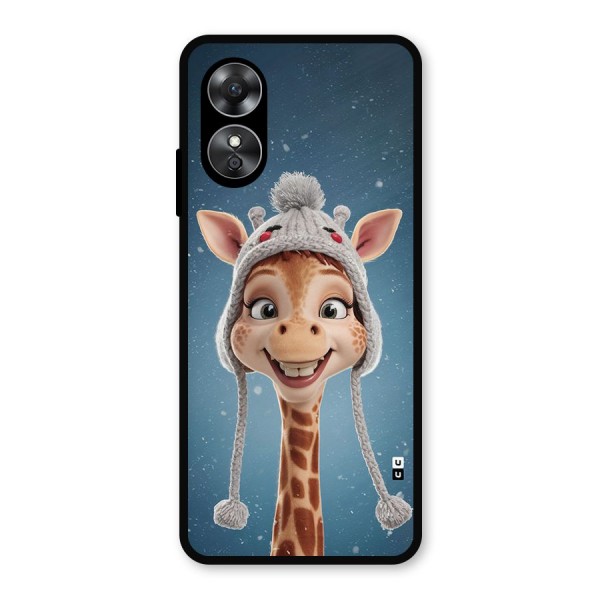 Funny Giraffe Metal Back Case for Oppo A17