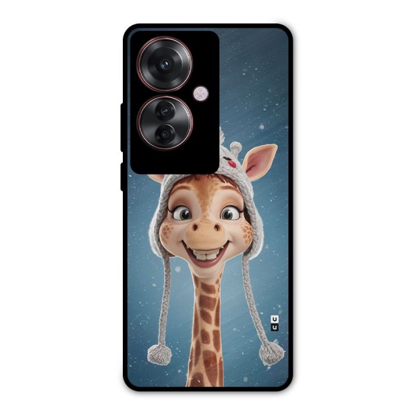 Funny Giraffe Metal Back Case for Oppo F25 Pro