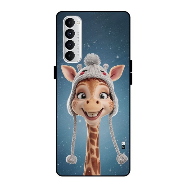 Funny Giraffe Metal Back Case for Oppo Reno4 Pro