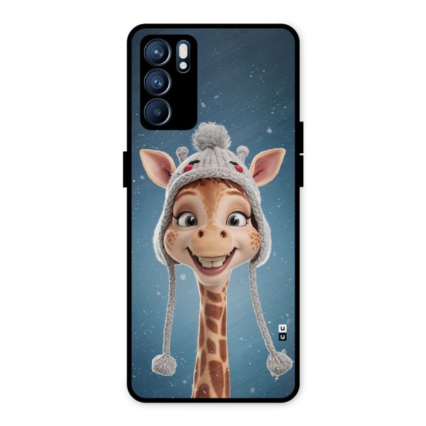 Funny Giraffe Metal Back Case for Oppo Reno6 5G