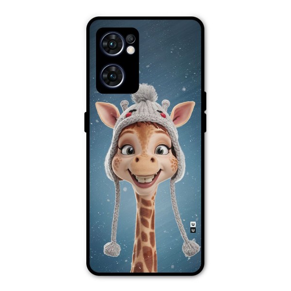 Funny Giraffe Metal Back Case for Oppo Reno7 5G