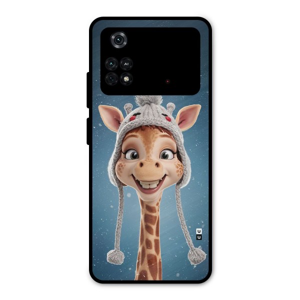 Funny Giraffe Metal Back Case for Poco M4 Pro 4G