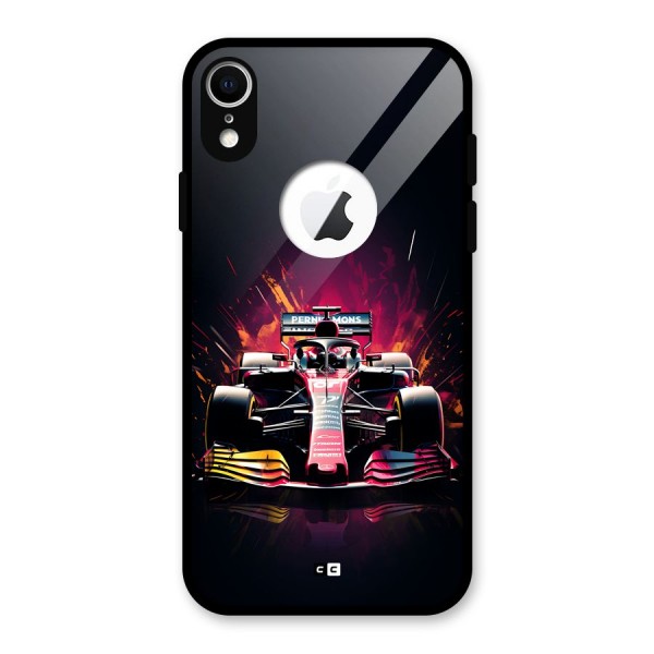 Game Racing Glass Back Case for iPhone XR Logo Cut