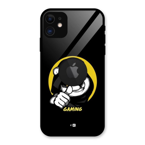 Gaming Panda Glass Back Case for iPhone 11 Logo Cut